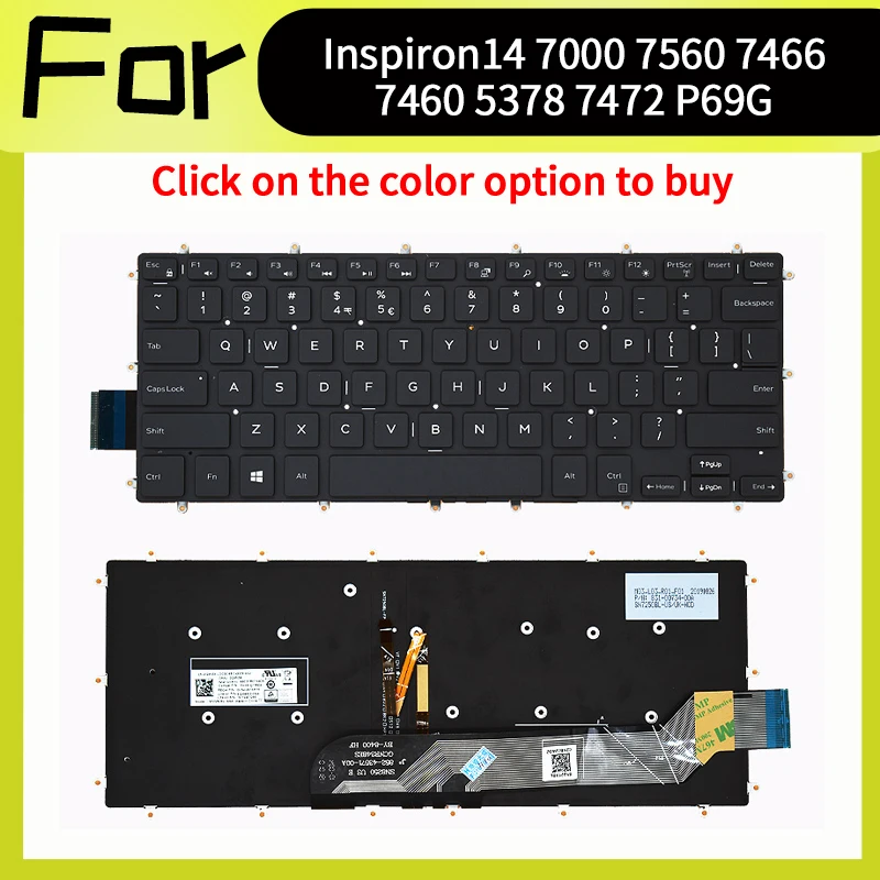 Nouveau clavier américain pour dell Inspiron 7460 7466 7467 7472 7560 7572 5378 P61F P69G P78G
