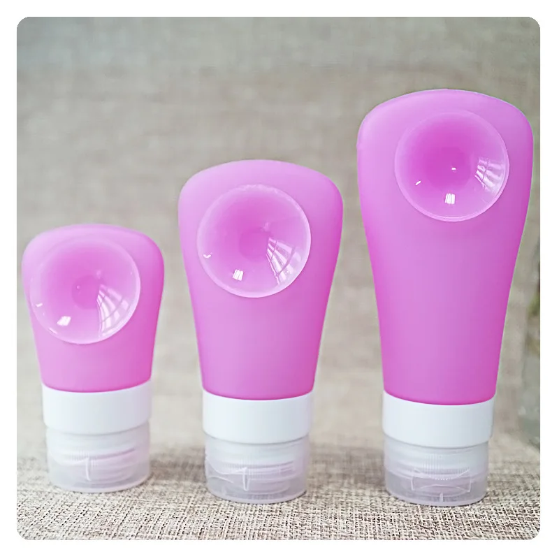 38/60/90ml Silicone Travel Bottle for Toiletries Lotion Shampoo Cosmetic Portable Refillable Bottles with Sucker Empty Container