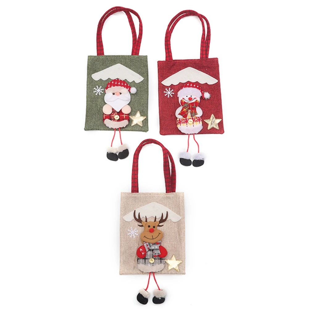 Christmas Cartoon Character Tote Bag Christmas Linen Three-Dimensional Doll Bag Holiday Home Decoration Santa Presents For Kids