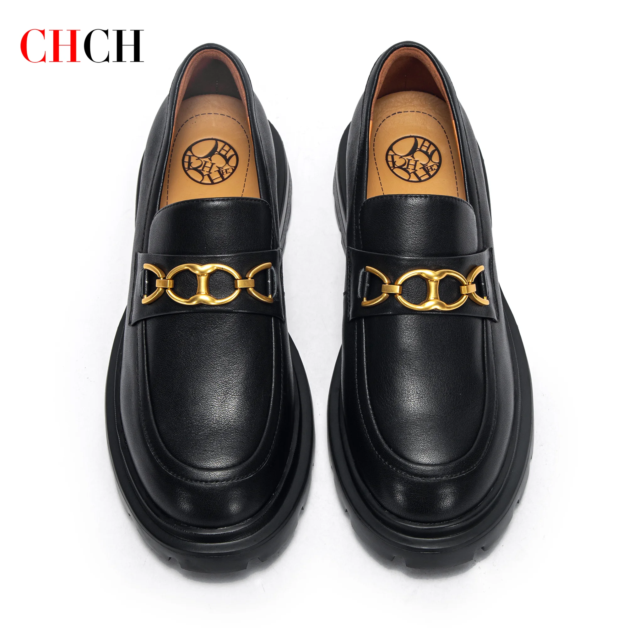 

CHCH Women's Flat Shoes 2026 New High Quality Head Layer Cow Leather Black Flat Shoes Women's Shoes