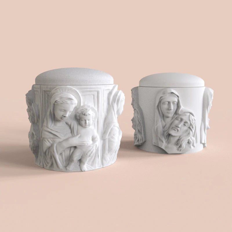 Concrete Cup wax Silicone mold Virgin Jesus figure Cement Candle Container cup mold Nordic Western Style Home Silicone molds