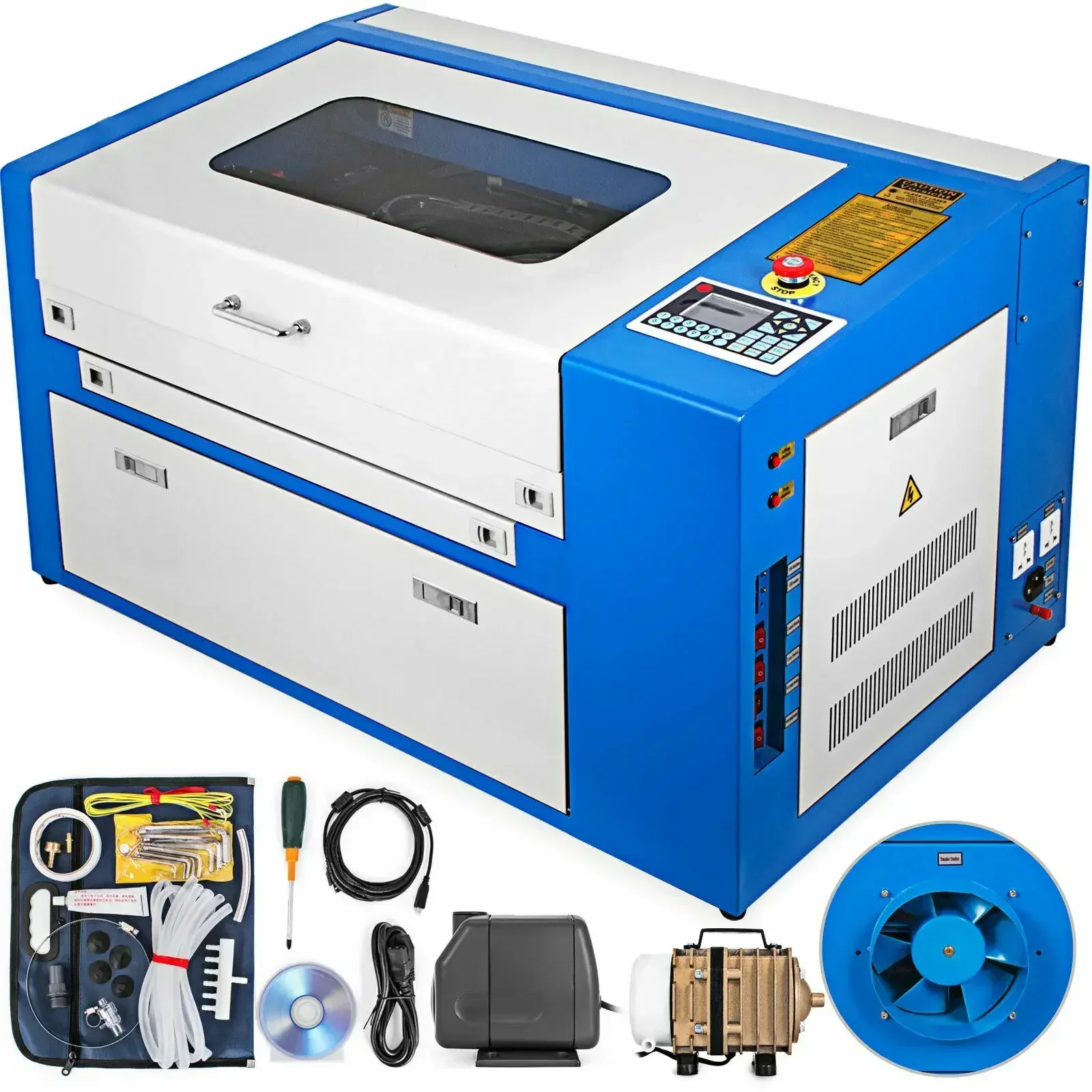 VEVOR-Máquina De Gravação A Laser, CO2 Tubo A Laser, Máquina De Corte, Porta USB, CNC Router, Cortador, Comandante de Madeira, Gravador, 50W