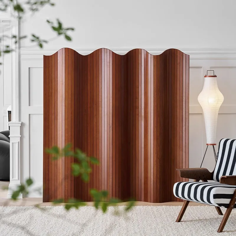 

Fanke screen retro medieval solid wood living room partition screen new Chinese folding mobile screen #