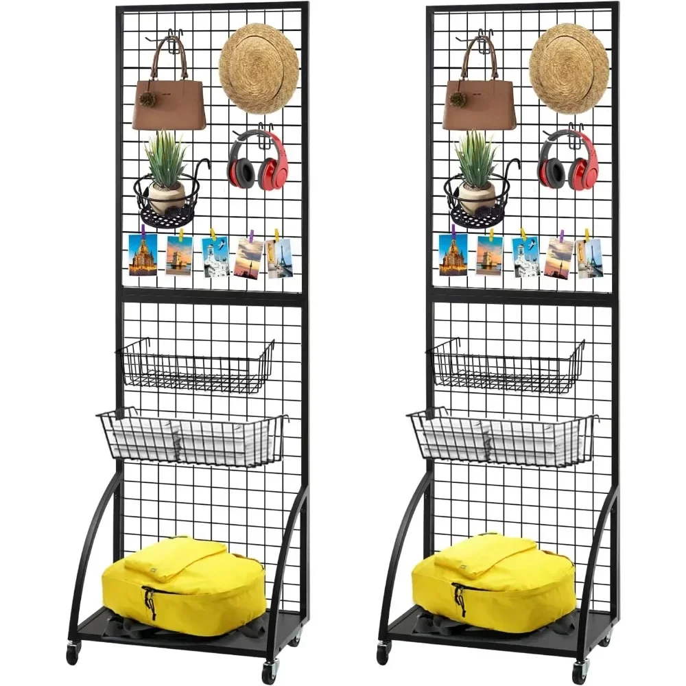 

Панели для сетчатой стены, 2 упаковки, 2x6 футов, выставочный стенд с основанием, черная проволочная сетчатая стойка для демонстрации товаров, стенд для выставок и рукоделия