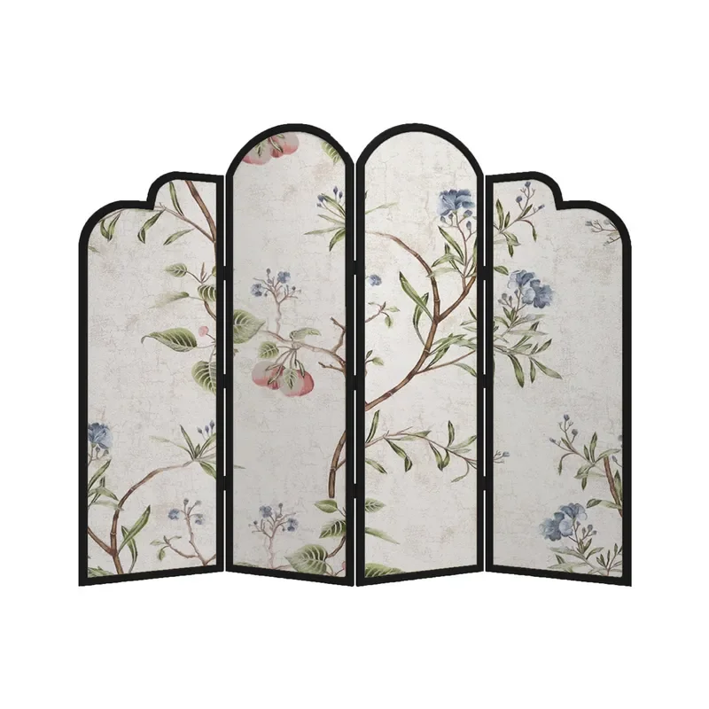 Fomex French Medieval Style Solid Wood Folding Screen Partition Mobile Room Divider for Bedroom Entrance Home Decoration Cover