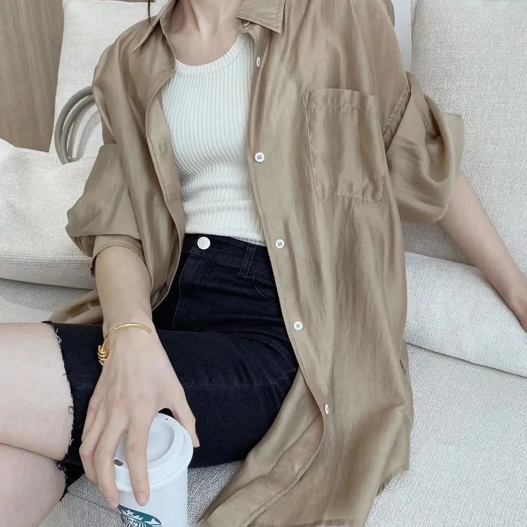 

plus Size Summer Shirt Women's Loose Lightweight Sun Protection Outerwear Fashionable Versatile Slimming Meat Concealing