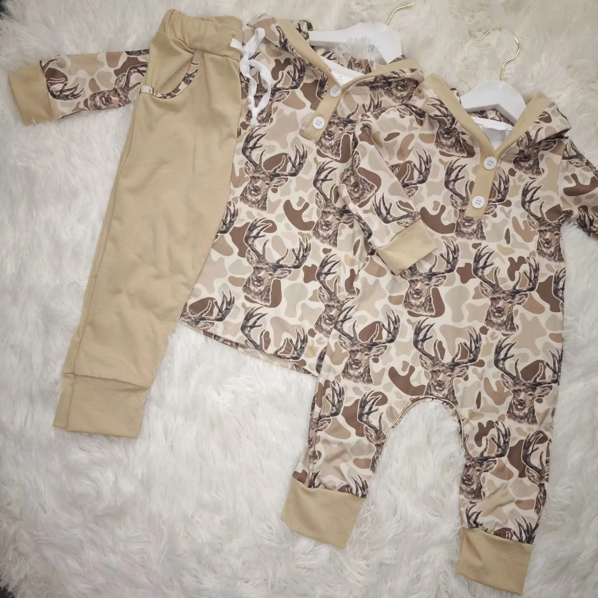 

z1018-19 BLP1239 Wholesale Western Boutique kidsclothes boys deer hooded long-sleeved pants Set Autumn Children clothing