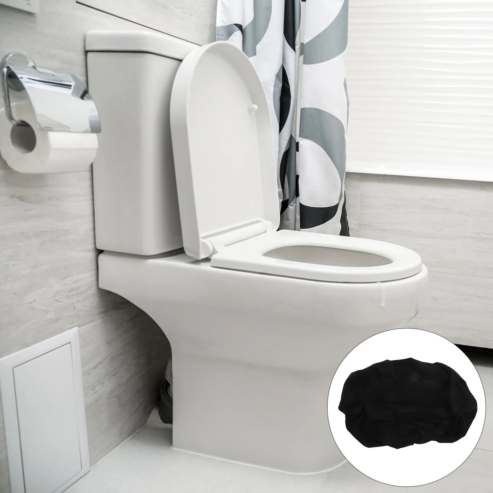 

Black Toilet Tank Lid Cover Universal Fit Washable Protective Cover for Toilet Water Tank Dust Dirt Barrier Bathroom Upgrade