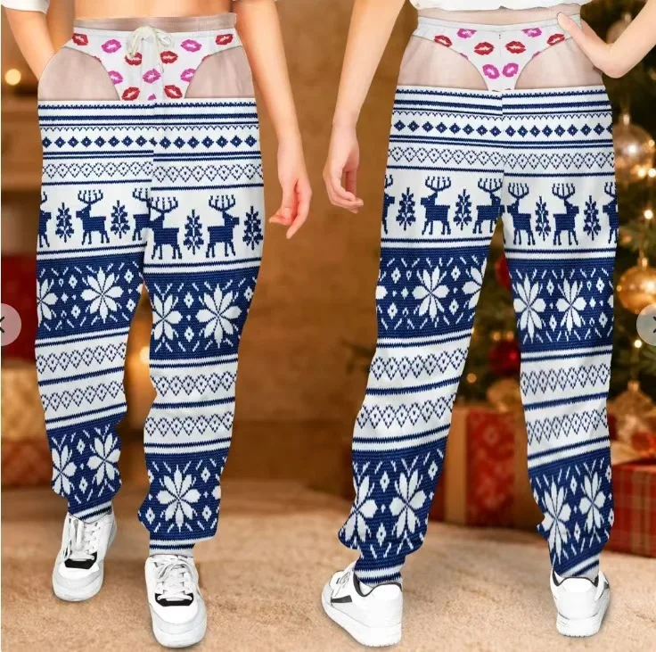 2027 Men's Funny Split Simulation Exposed Buttocks Home Pants, Fun Food, Animal Print Home Sleepwear, Party Parody Casual Pants