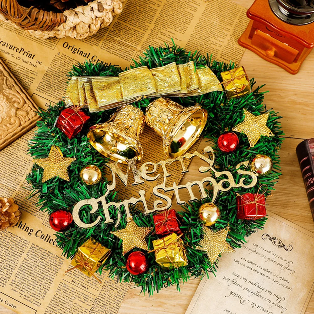 

1Pcs Merry Christmas Artificial Wreath Plastic Xmas Wall Door Window Decoration Star Gift Garland Merry Christmas Wreath