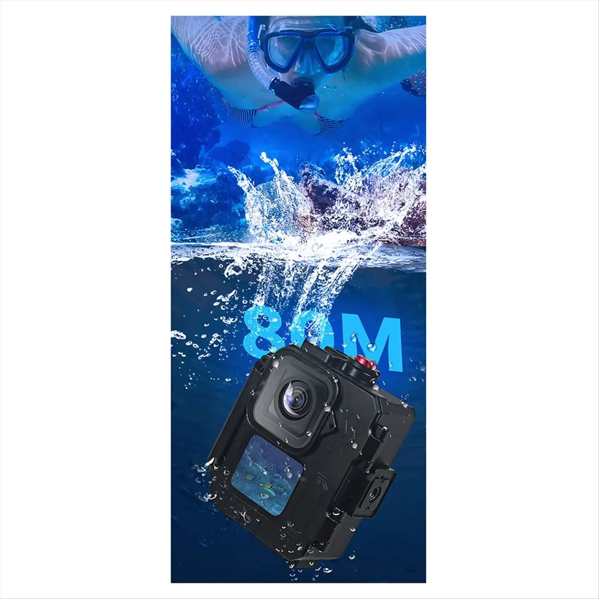 N05R 80M Waterproof Case Aluminium Frame Protective Case Underwater Diving Case for Gopro 12/11/10 for Gopro 13 Action Camera