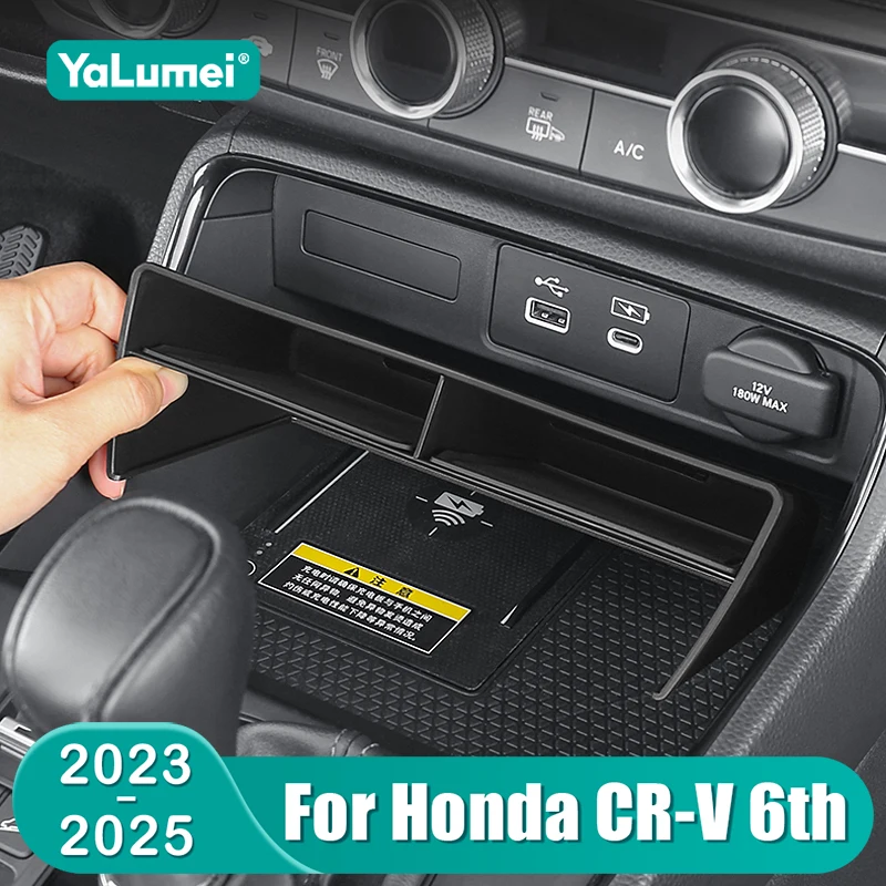 For Honda CRV 2023 2024 2025 CR-V 6th Gen Hybrid Car Central Console Storage Box Organizer Container Tray Cover Accessories