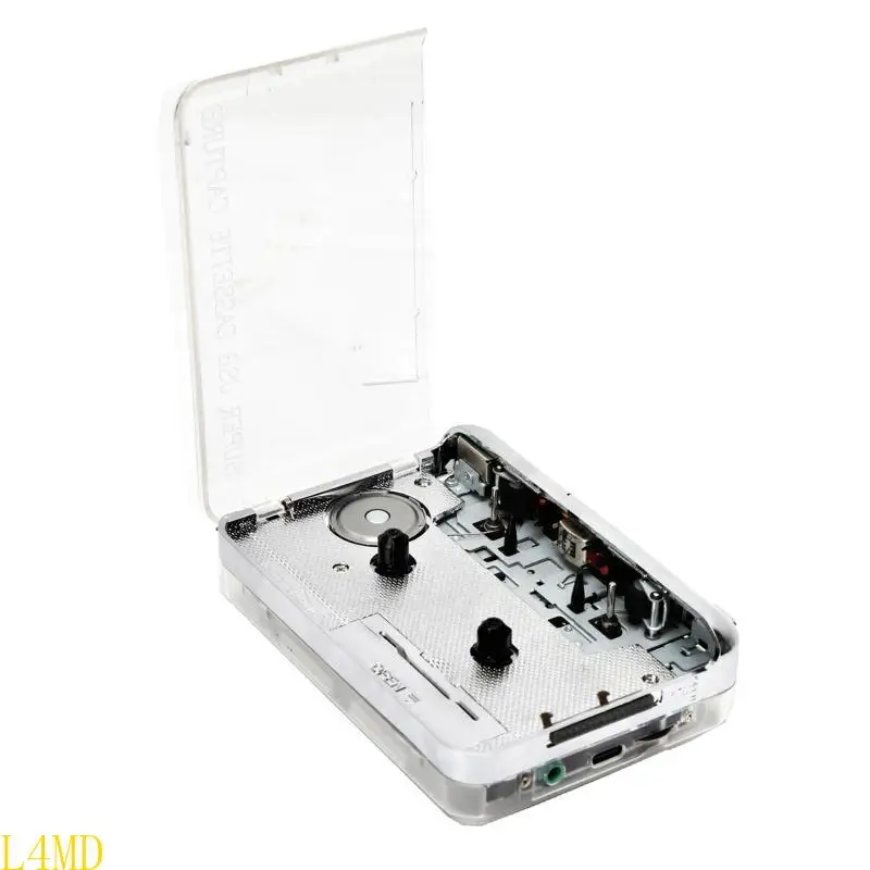 

L4MD Portable Cassette Players Tape Cassette Full Transparent for Shell Playe