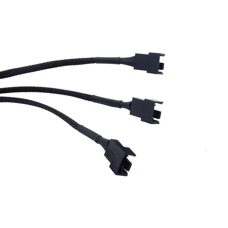 High Quality 4 Pin PWM Fan Cable 1 To 3 Ways 1PC Splitter Black Sleeved 27cm Length Extension Cable Connector