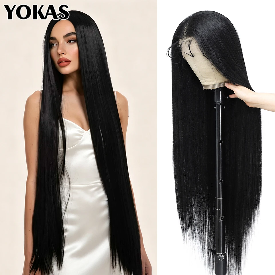 Lace Fronal Wig Synthetic Women Wig With Baby Hair High Quality Pink Blonde Blue Red Ginger 13x6 Lace Frontal Wig For Afro Women
