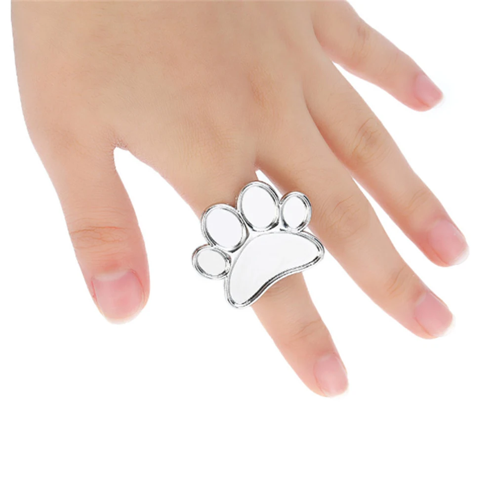

2pcs Nail Art Palette Alloy Smooth Surface Color Mixing Tool For Manicure Design Ring Style Diy Painting Silver