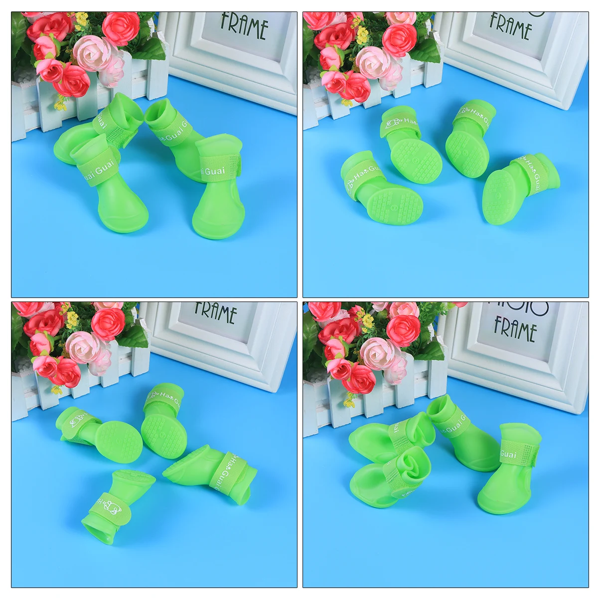 

Puppy Waterproof Boots Anti-Slip Pvc Shoes Wet Mud Beach Wooden Floor Green Size Included Rainproof Comfortable Easy Clean