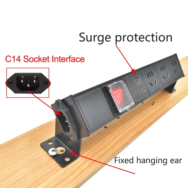 PDU distribution strip C14 port distribution unit desktop five hole national standard socket 1-9 AC with surge protection