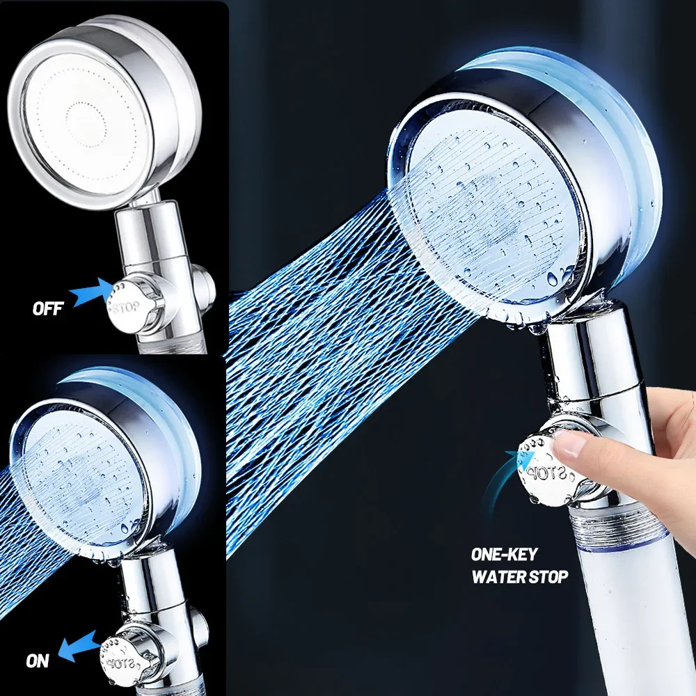 

LED Temperature Control Handheld Shower Head, Water Saving Flow, 360 Degrees Rotating, Stop Button, Cotton Filter, 3 Colors