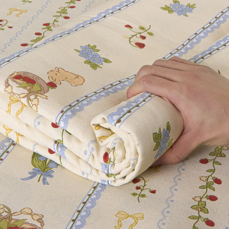 

Customizable small fresh cotton old coarse cloth mat three-piece set