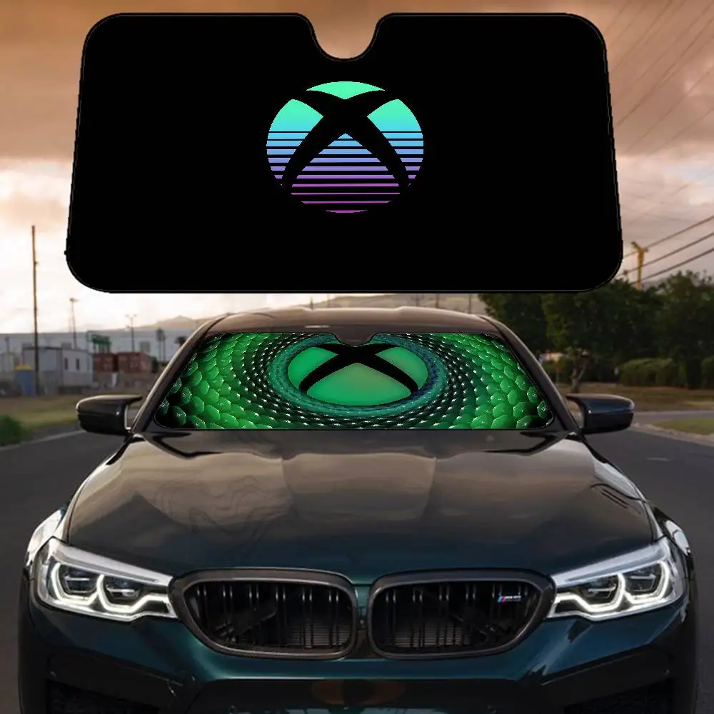 X-Xbox Gamer Logo زجاج سيارة مضحك الشمس الظل طوي الأشعة فوق البنفسجية الشمس قناع حامي ظلة للنافذة الأمامية