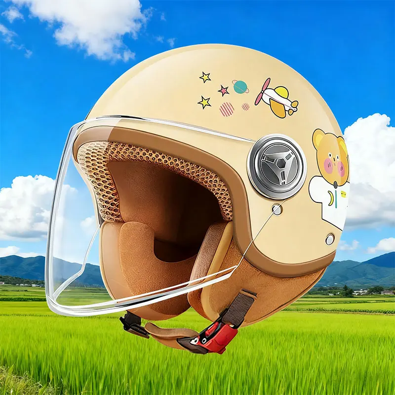 

﻿ Мотоциклетные шлемы и детские защитные шлемы подходят для детей от 3 до 15 лет. HD-объектив в стиле ретро для полушлема