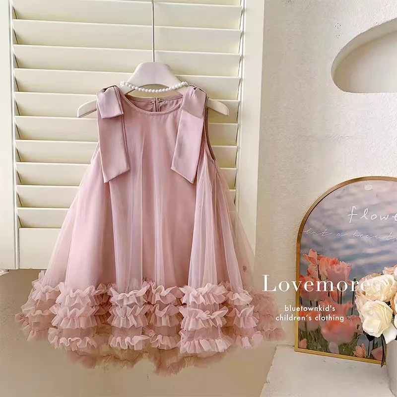 

Stylish summer dress for girls2026New children's bowknot mesh princess dress for girls