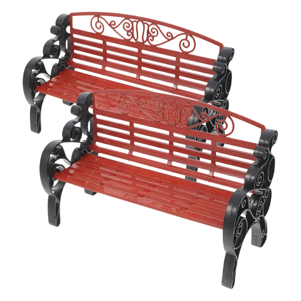 2Pcs Vintage Small Bench Park Bench Simulation Home Tabletop Decor Desktop Ornament for Living Room Office Bedroom Decoration
