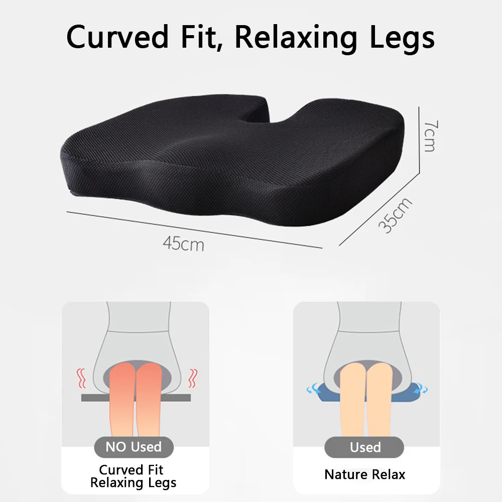 Memory Foam Lumbar Support Chair Cushion Pillow Orthopedic Seat Cushion For Car Office Back Pillow Sets Hips Coccyx Massage Pad