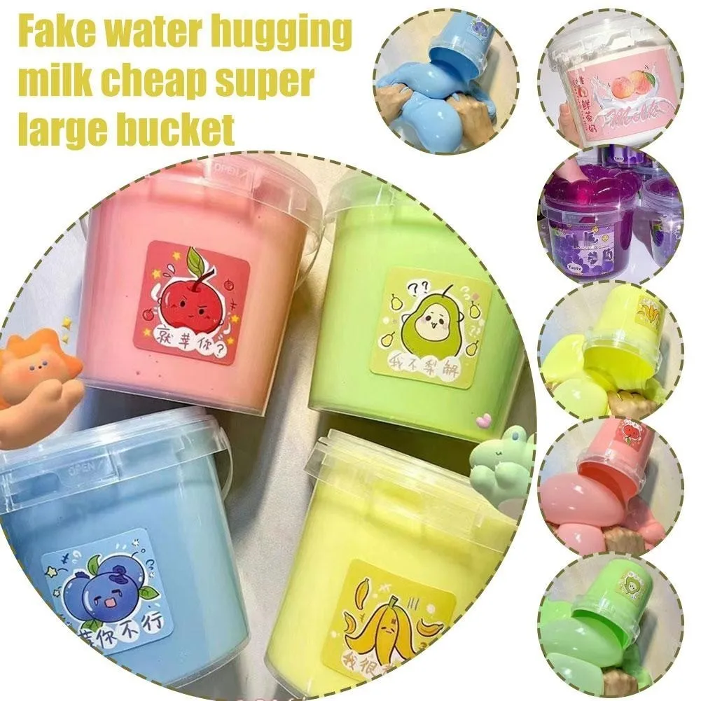 Extra Large Bucket Fake Water Bubble Milk Putty Non Stick Stress Relief Toy Slime Big Bucket