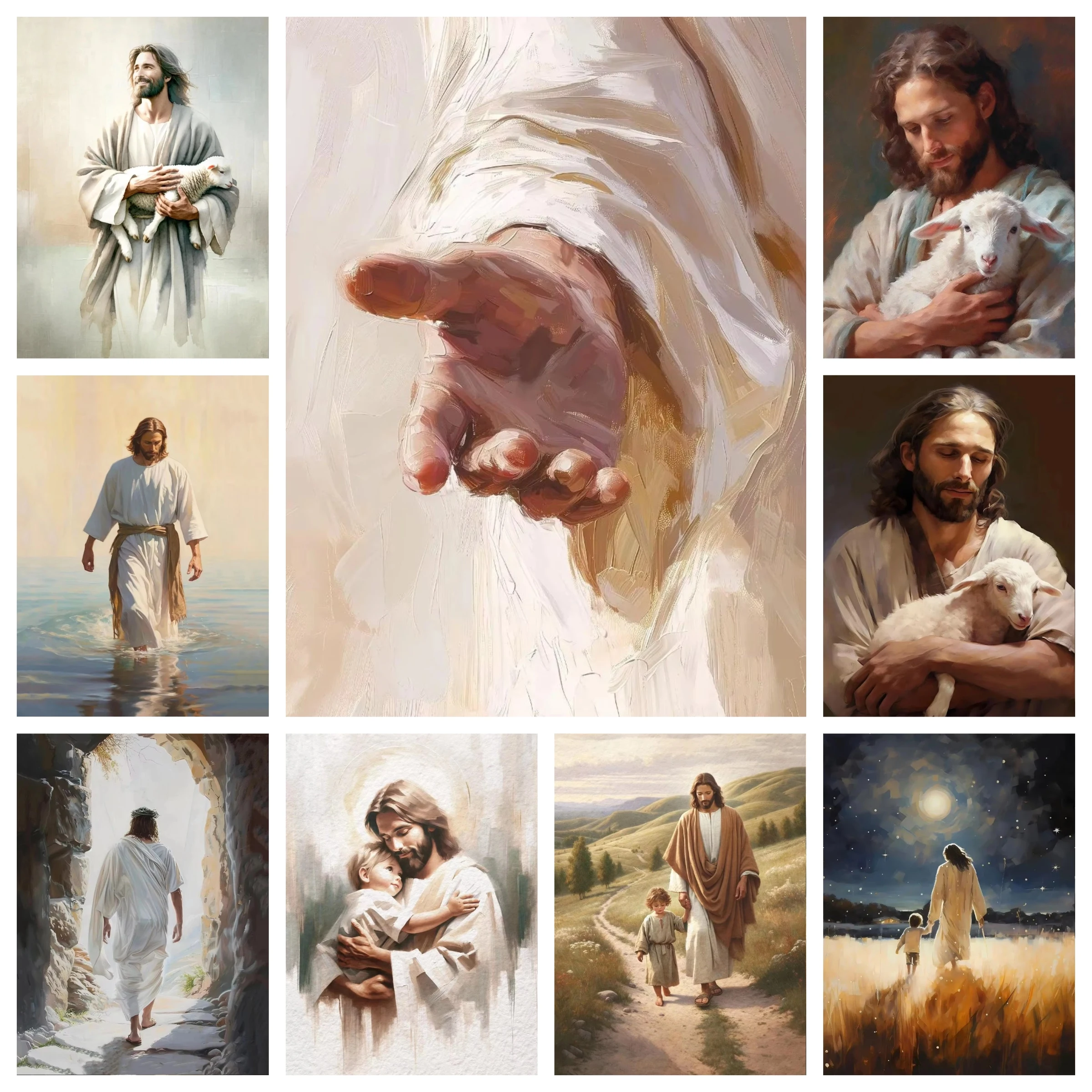 Oil Painting by Number Kit Jesus Christ Walking on Water Artwork Canvas Wall Art for Adults DIY Home Decor Gift