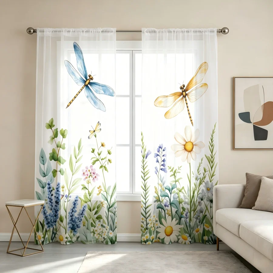 Home Office Rate - 2 Pezzi Tende Trasparenti con Stampa