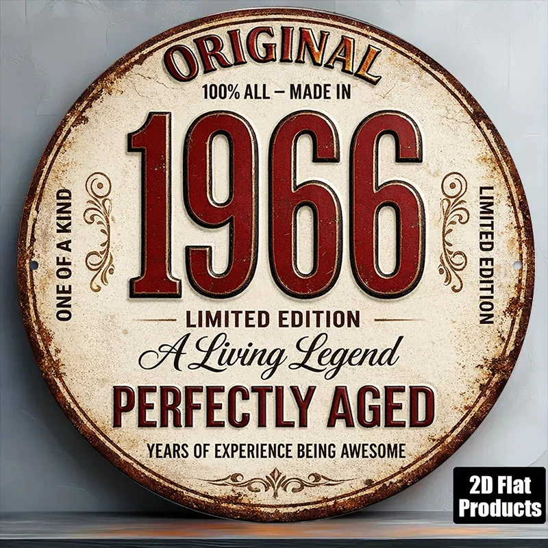 2D Flat - 1pc 8*8In/20X20Cm 2D Flat Round Sign, Vintage Plaque about 