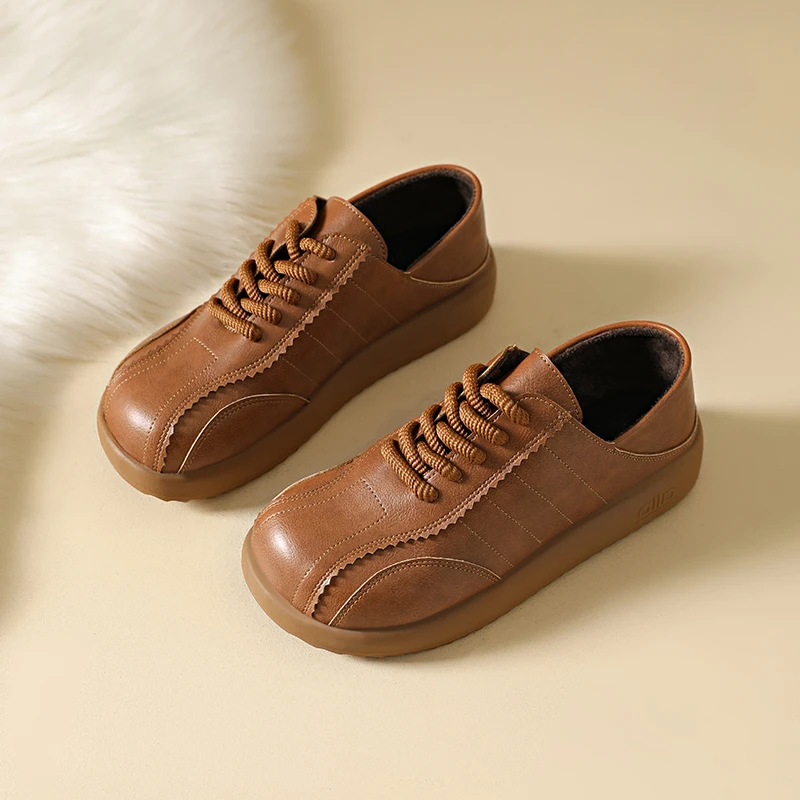 2026 Vintage Distressed Horsehide Sneakers, Retro German Army Trainers, and Hand-Rubbed Chunky Sole Lace-Up Casual Shoes