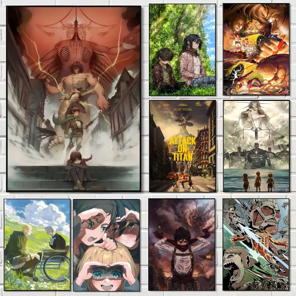 AOT Action Anime A-Attack on titan Poster Pegatina artistica HD autoadhesiva impermeable para salon dormitorio