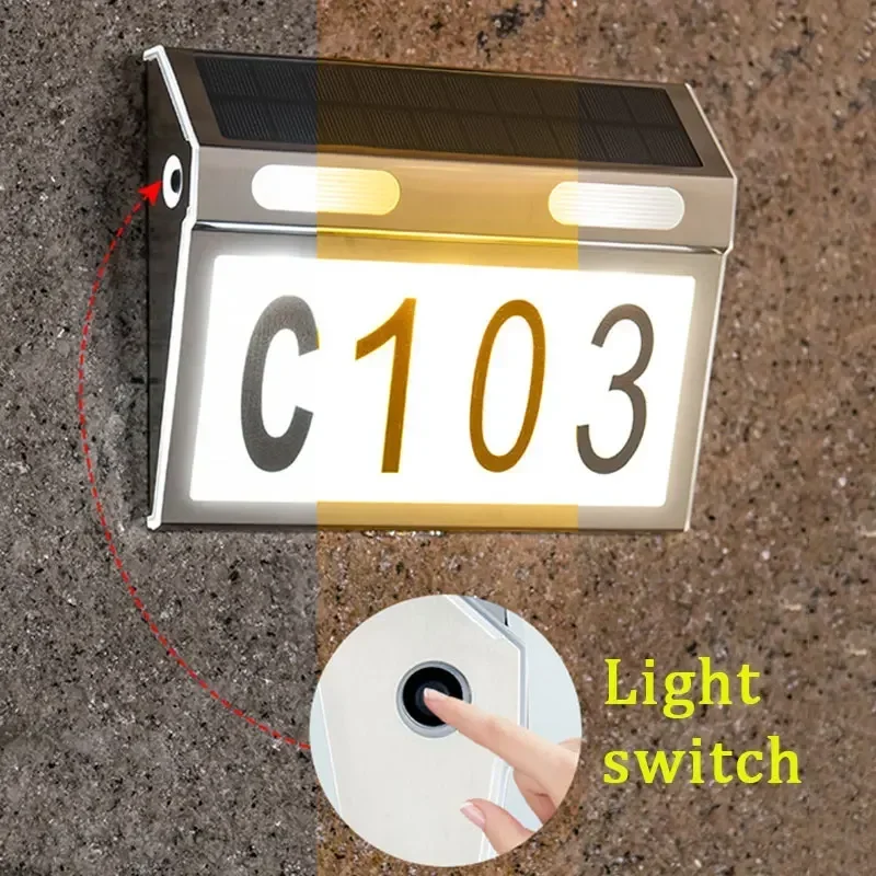 Solar LED Light Outdoor Waterproof House Number Sign Solar Lighting Garden Yard Porch Light Creative Solar Lamps Yard Decoration