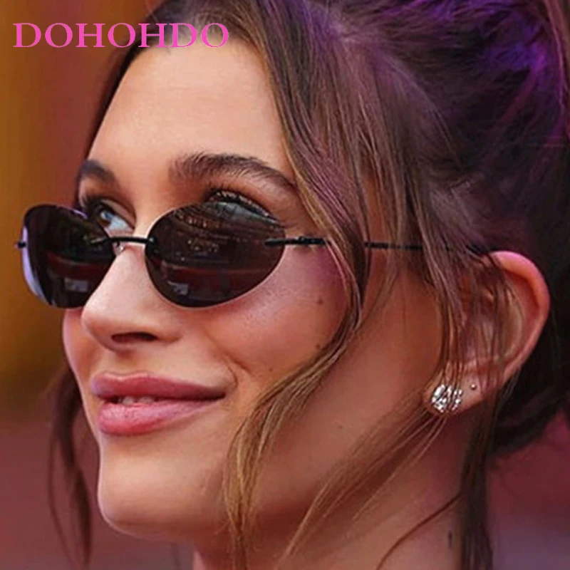 

Y2K Trendy Luxury Brand Design Rimless Metal Frame Women Men Sunglasses Eyewear Fashion Punk Travel Driving Sun Glasses UV400