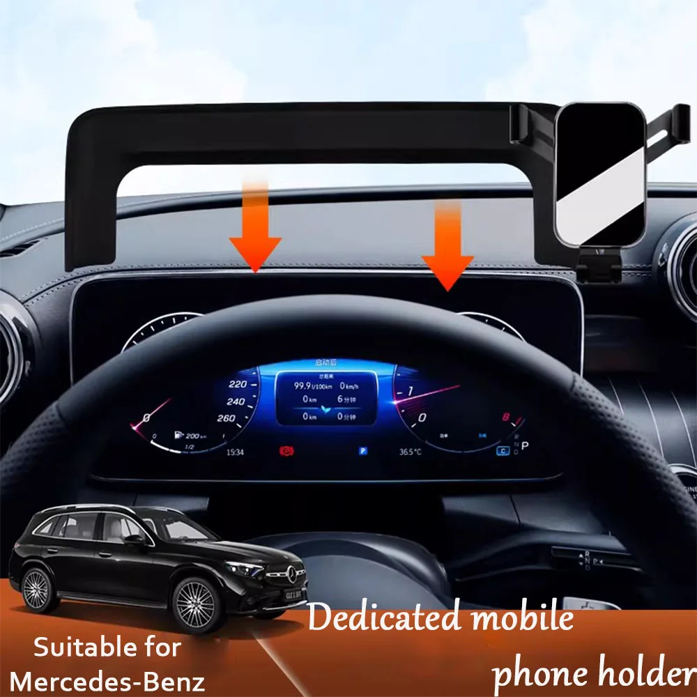 

Автомобильный держатель для телефона с основанием из АБС-пластика и черным кронштейном, для Mercedes-Benz C-Class W205 W206 2015–2023 и GLC X253 X254 2016–2023