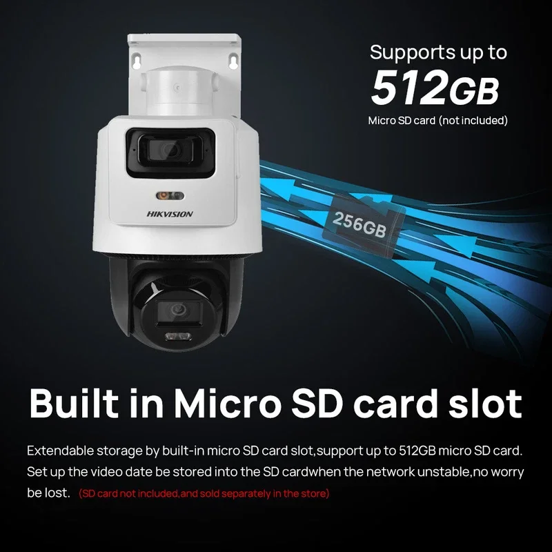 Hikvision DS-2SE2C400MWG-E/14 POE Color TandemVu 4MP + 4MP عدسة ثابتة PT كاميرا شبكة مراقبة Hik-Connect نظام CCTV ضوء هجين ذكي