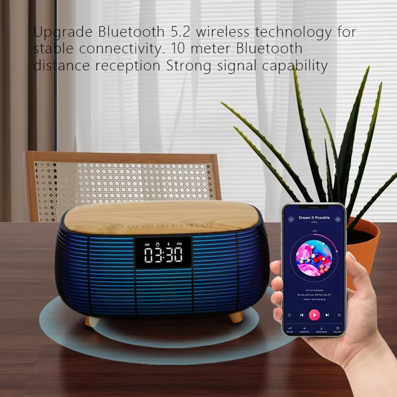 Bluetooth Speaker Wireless Charging Alarm Clock Touch Screen LED Atmosphere Light High Quality Bedhead Desktop Audio