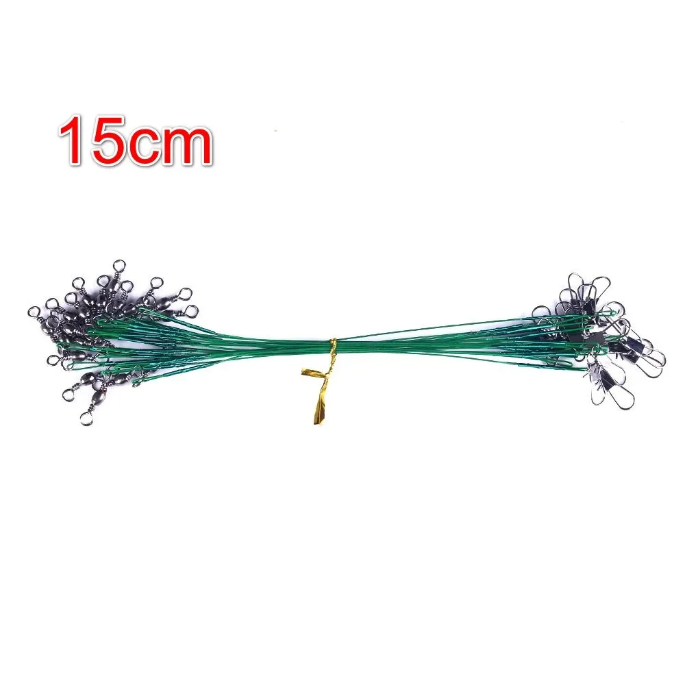 Anti-Biss-Stahl-Angelschnur, Stahldrahtvorfach mit Drehgelenk, Angelzubehör, Bleikern, Leine, Angeldraht, 15 cm, 20 cm, 25 cm, 30 cm