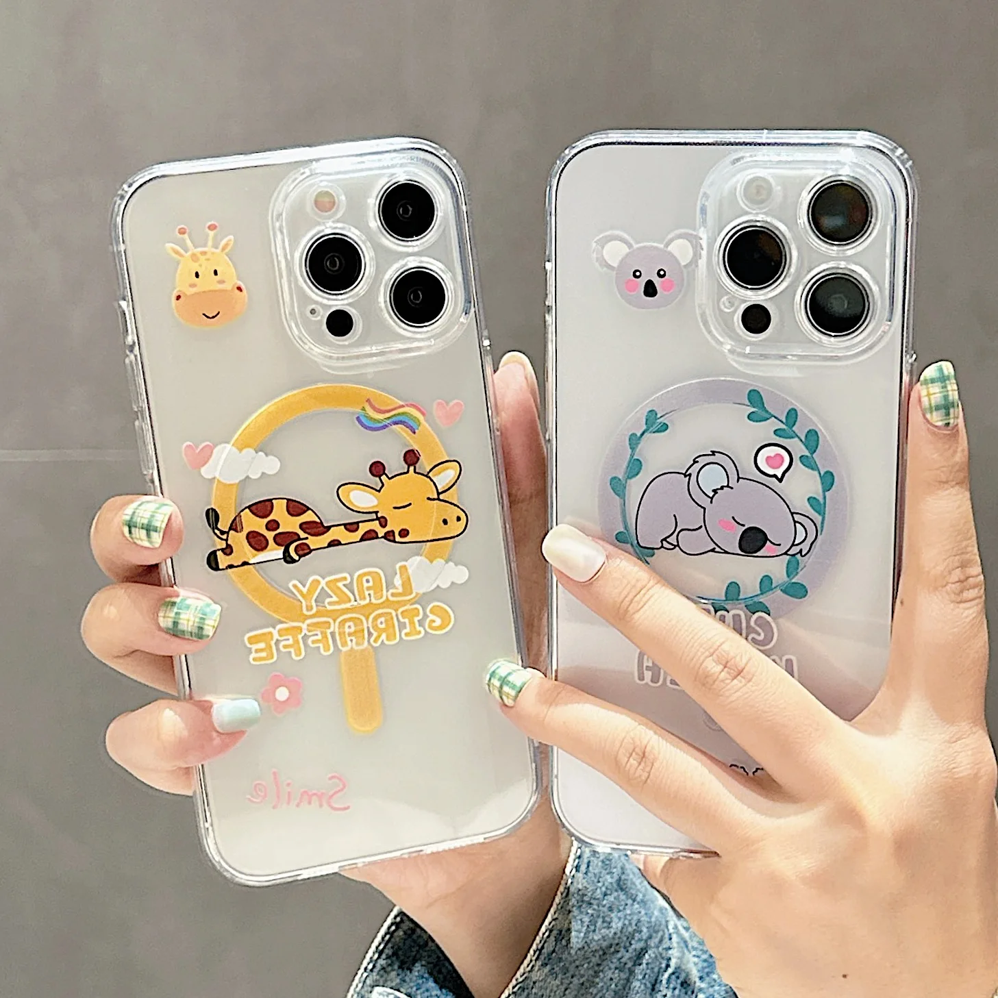 Cute Cartoon Animal Giraffe Koala Magsafe Phone Case For iPhone 15 Pro Max 14 13 12 11 15 Plus Magnetic Wireless Charging Cover