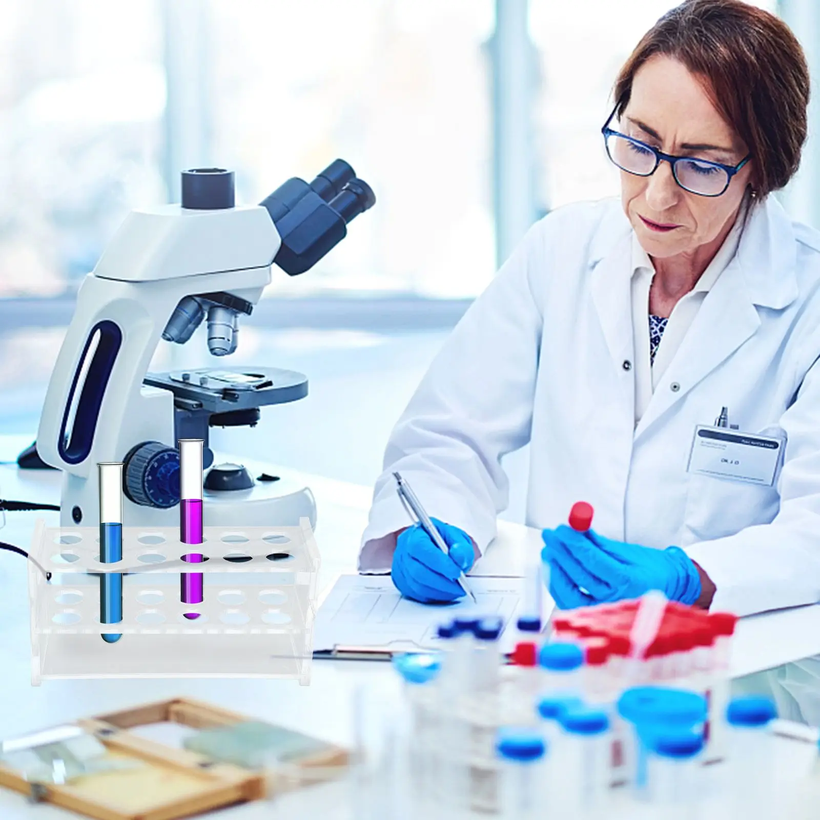 12 hole Tube Rack for Laboratory Tube Holder 10ml Tubes Holder Laboratory ganizer PMMA Material Two tier Design