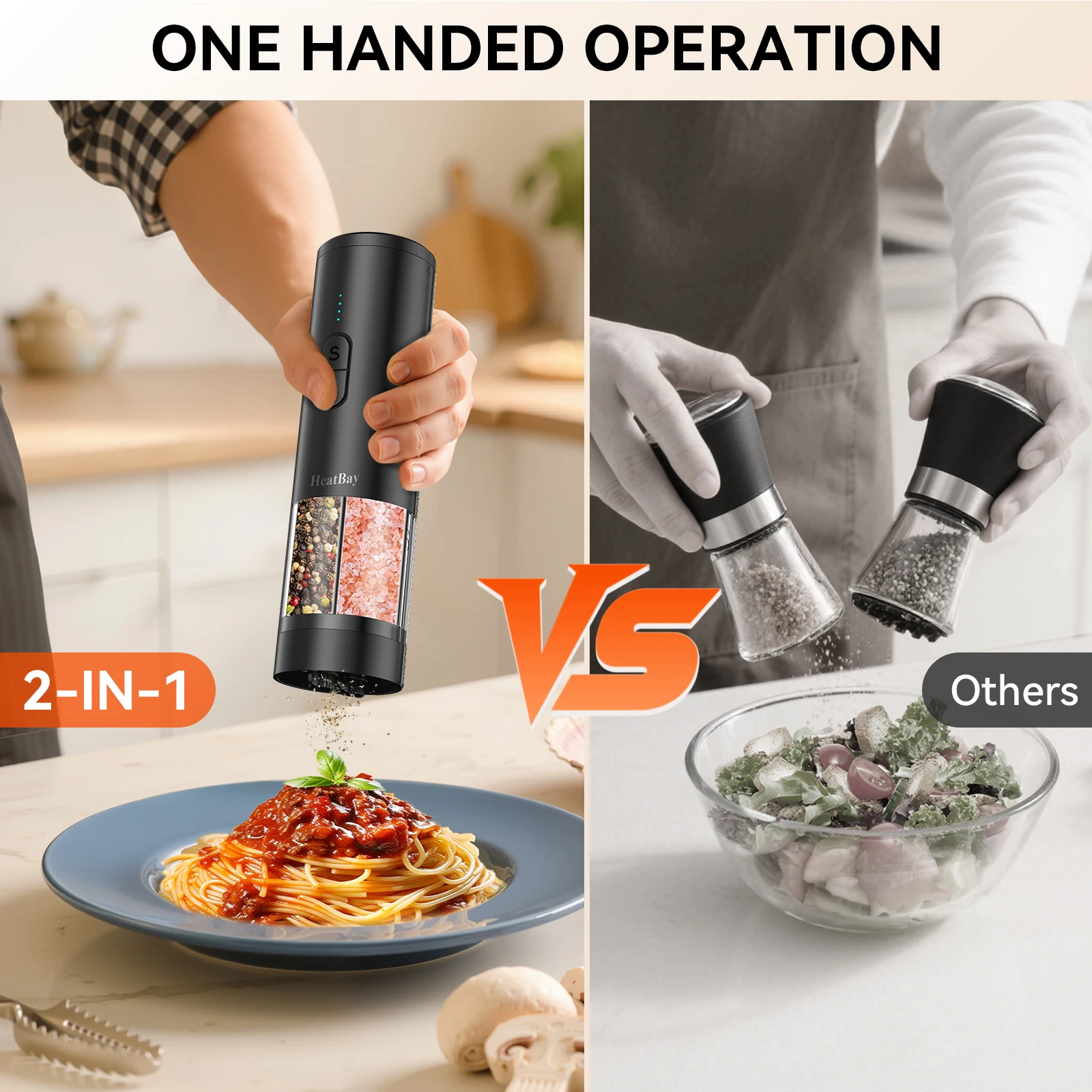 Rechargeable Pepper Grinder, LED Light, Adjustable Coarseness, Designed for One-Handed Cooking, Suitable for Home and Kitchen view 6