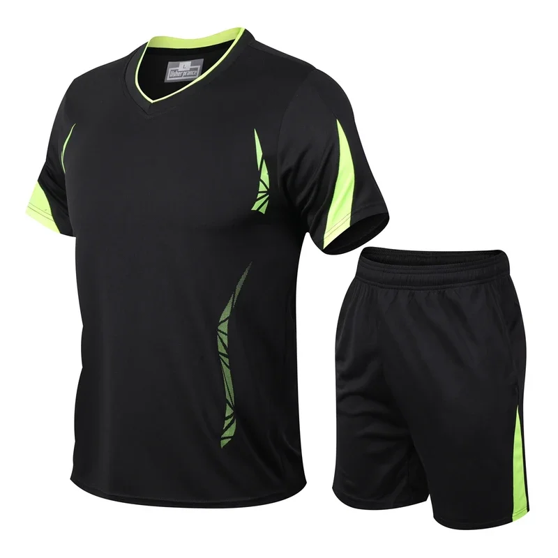 

Sports suit, men's short sleeved summer T-shirt, running and fitness clothes, quick drying clothes, basketball shorts, badminton