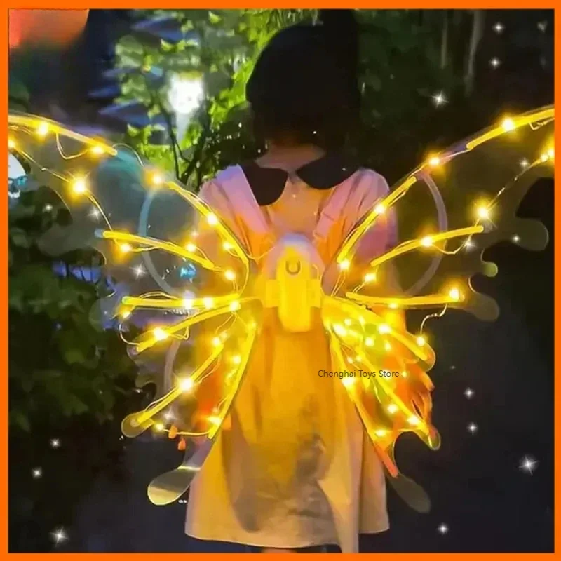 Halloween Children Electric Butterfly Wings Elf Wings Costume Magic Led Bats Wing Cosplay Dress Up for Kids Cats Dogs