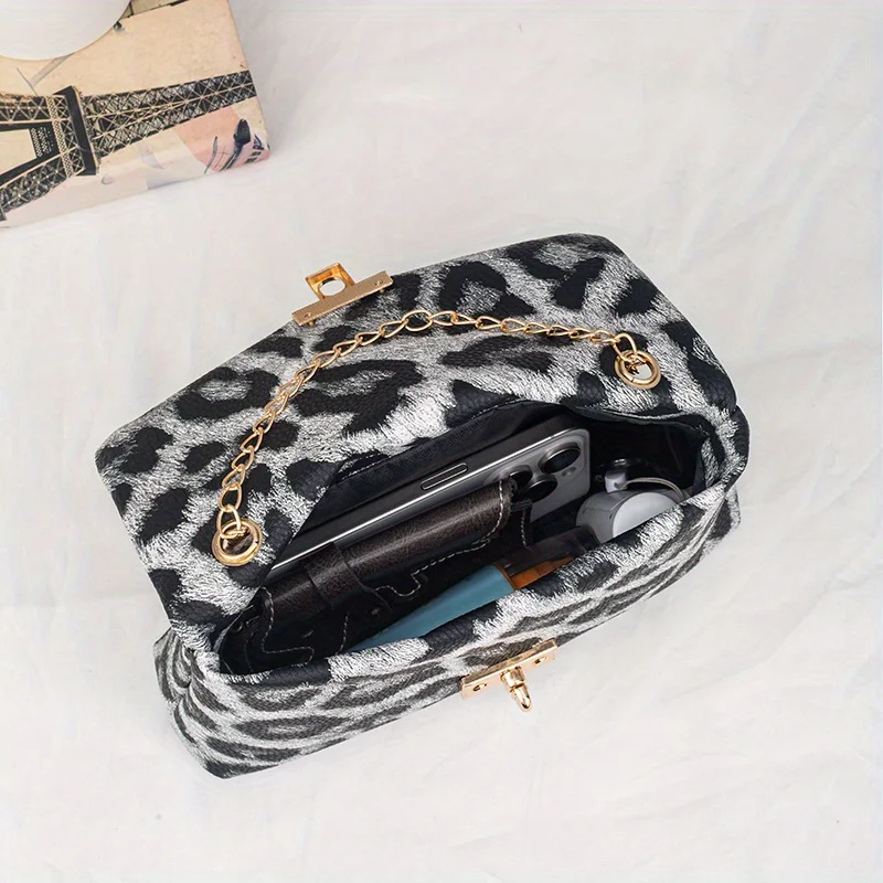 Modische Damen-Umhängetasche mit Leopardenmuster, exquisite, vielseitige Trend-Umhängetasche, Pendler-Temperament, Retro, kleine quadratische Tasche – Detail 4