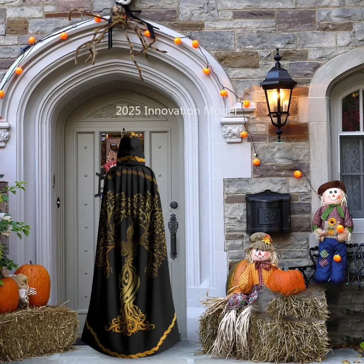 عباءة جديدة للكبار لعام 2025 شجرة بقلنسوة باللون الذهبي Yggdrasil شجرة الفايكنج من الحياة في القرون الوسطى زي ساحرة ويكا مصاص دماء قزم بوريم كرنف