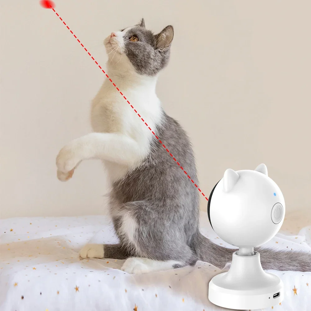 Cat Laser Toy Cat Red Dot Exercising Toys USB Rechargeable Interactive Cat Laser Toy 1200Mah Fast/Slow Mode Pet Supplies