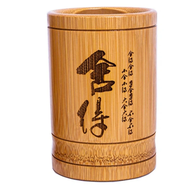 Chinese Calligraphy Pen Holder Bamboo Container Desk Solid Tabletop Stationery Finishing Storage Office Art Stationery Supplies